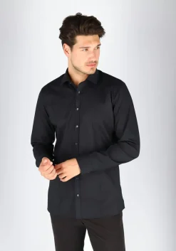OLYMP No. Six super slim fit overhemd, zwart (met extra tailleringsnaden)