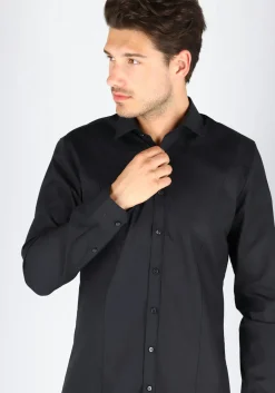OLYMP No. Six super slim fit overhemd, zwart (met extra tailleringsnaden)