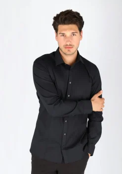 OLYMP No. Six super slim fit overhemd, zwart (met extra tailleringsnaden)