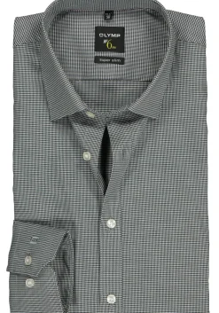 OLYMP No. Six super slim fit overhemd, zwart geruit