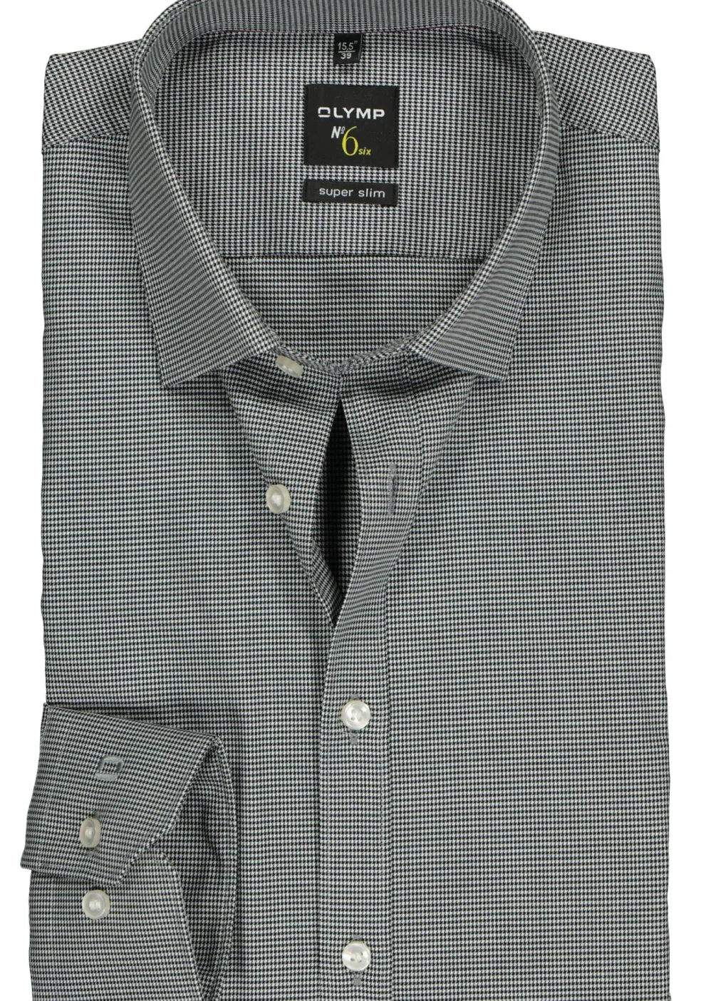 OLYMP No. Six super slim fit overhemd, zwart geruit