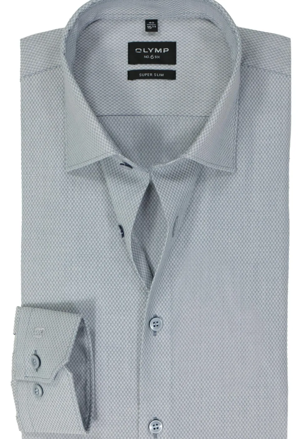 OLYMP No. 6 Six super slim fit overhemd, structuur, blauw