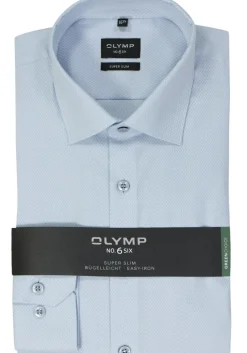 OLYMP No. 6 Six super slim fit overhemd, structuur, lichtblauw