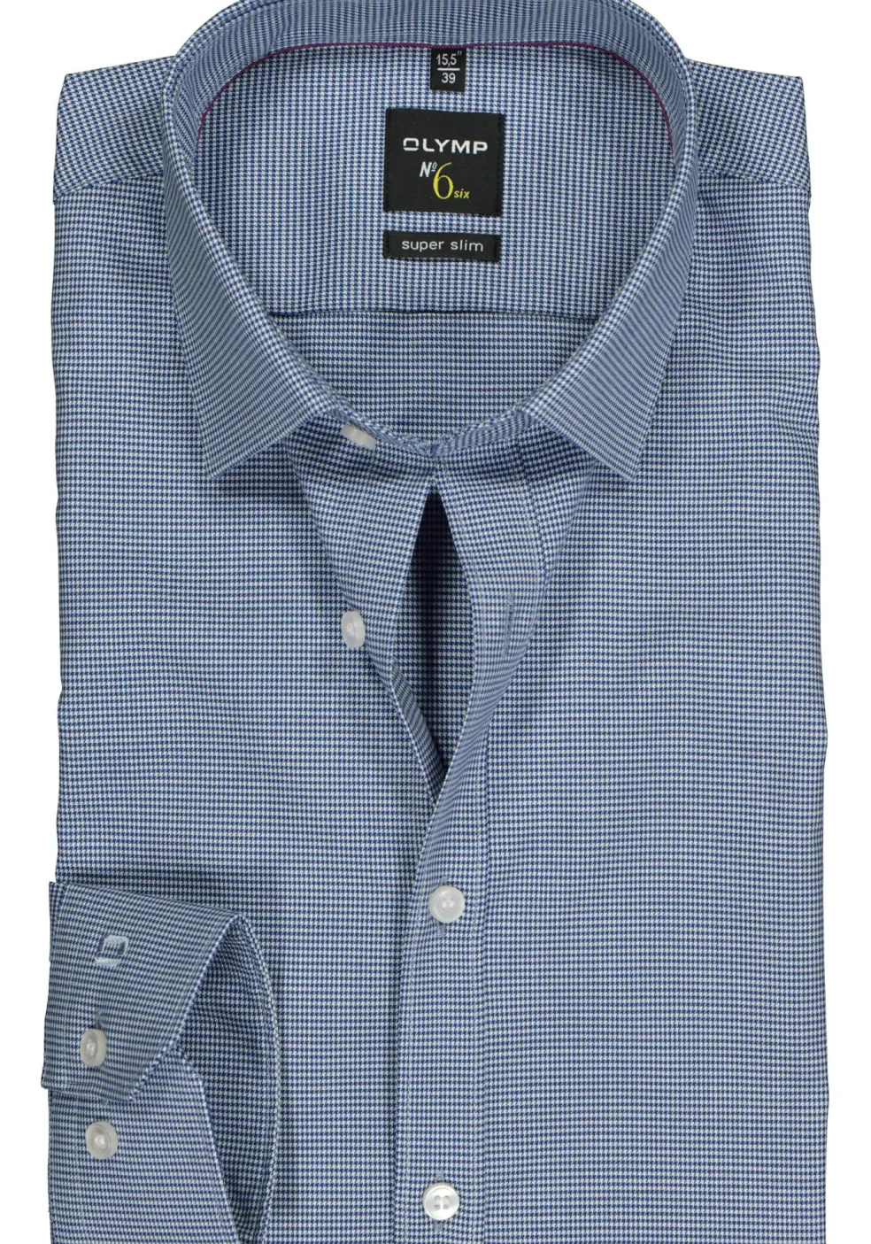 OLYMP No. Six super slim fit overhemd, marine blauw geruit