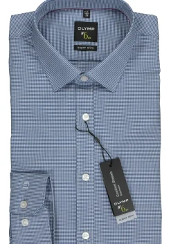 OLYMP No. Six super slim fit overhemd, marine blauw geruit