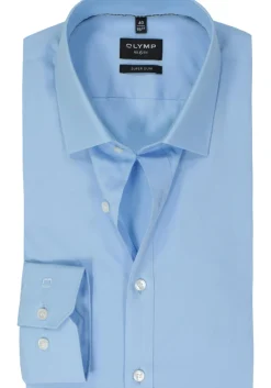 OLYMP No. Six super slim fit overhemd, mouwlengte 7, lichtblauw