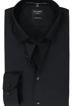 OLYMP No. Six super slim fit overhemd, mouwlengte 7, zwart