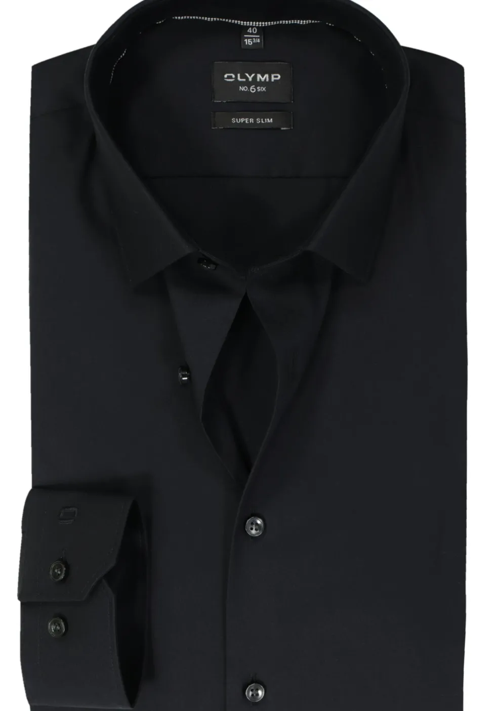 OLYMP No. Six super slim fit overhemd, mouwlengte 7, zwart