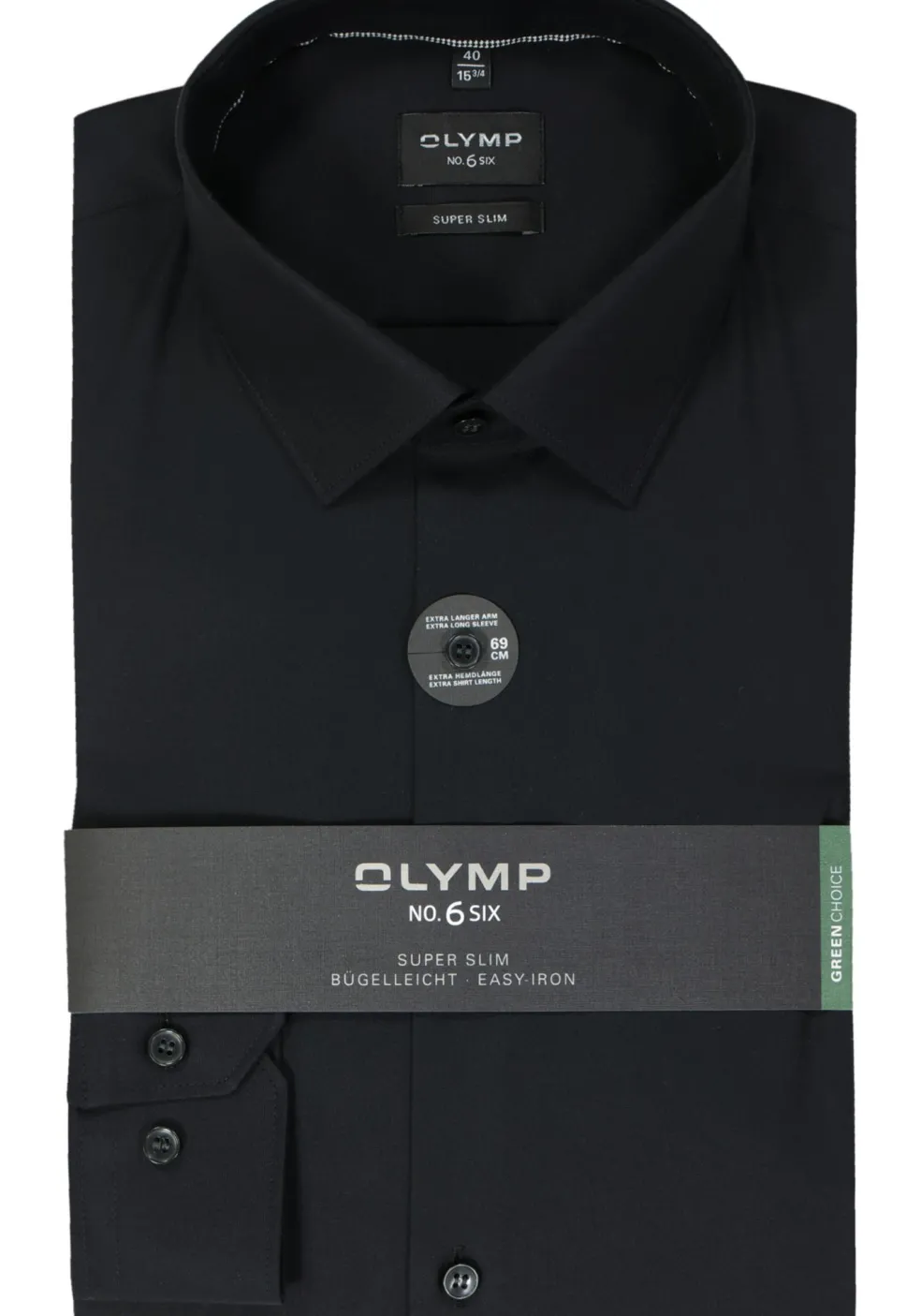 OLYMP No. Six super slim fit overhemd, mouwlengte 7, zwart