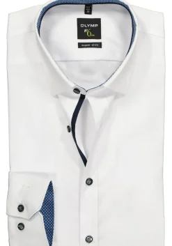 OLYMP No. Six super slim fit overhemd, wit (blauw contrast)