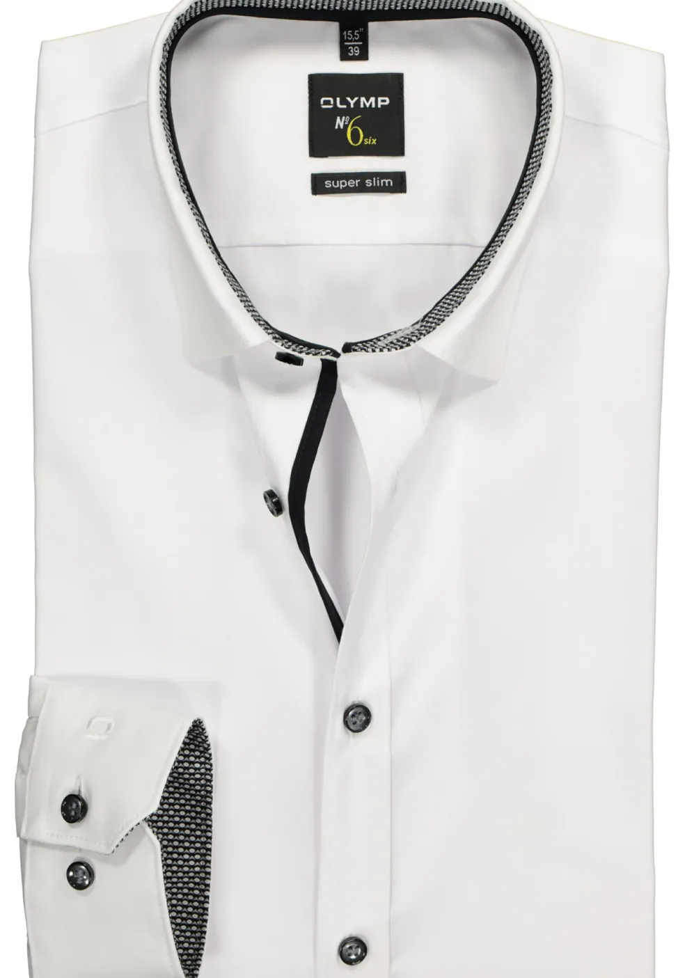 OLYMP No. Six super slim fit overhemd, wit (zwart contrast)