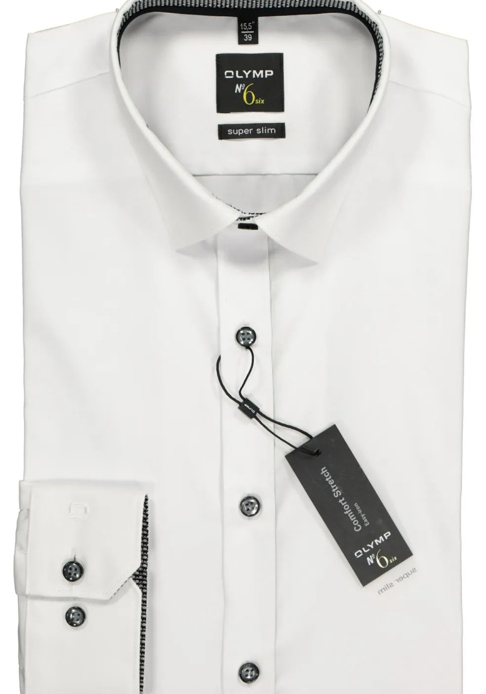 OLYMP No. Six super slim fit overhemd, wit (zwart contrast)