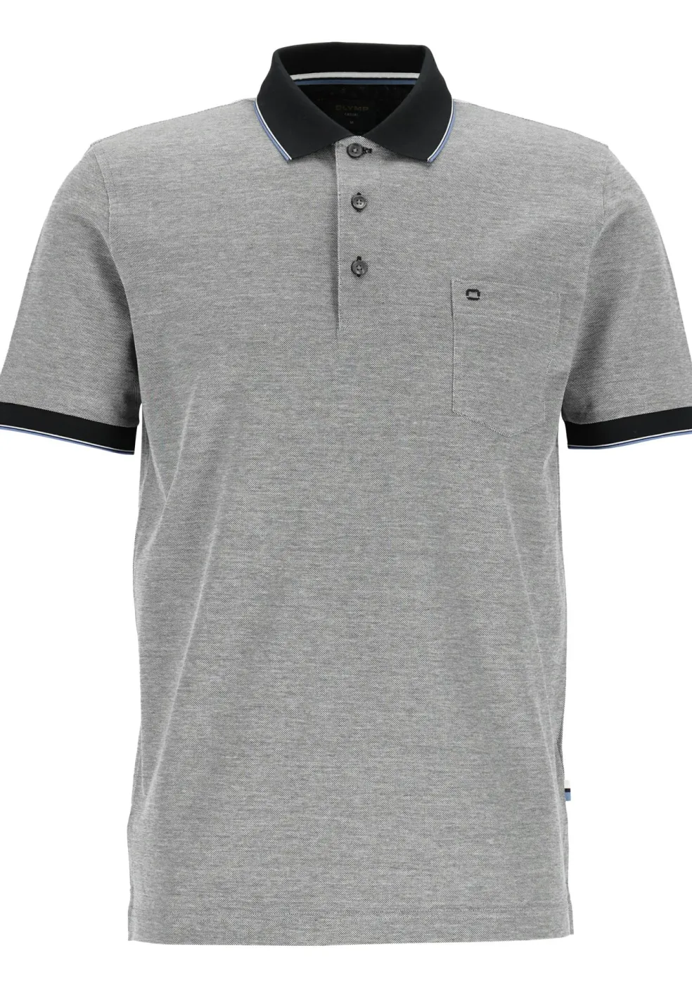 OLYMP Polo Casual, modern fit polo, zwart met wit melange