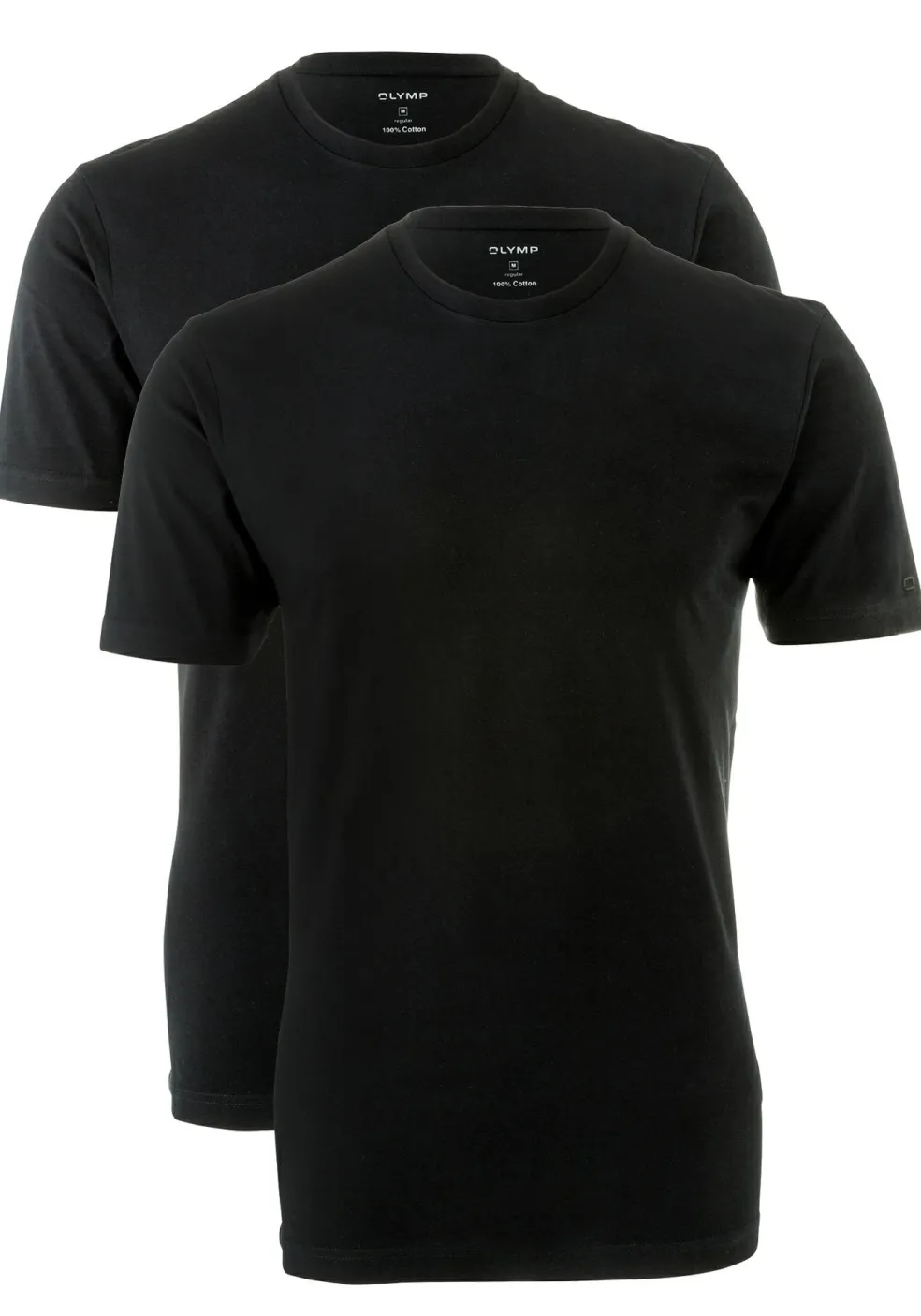 OLYMP T-shirts (2-pack), O-hals, zwart