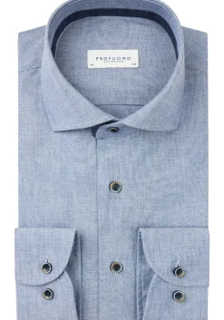 Profuomo slim fit heren overhemd, structuur, blauw