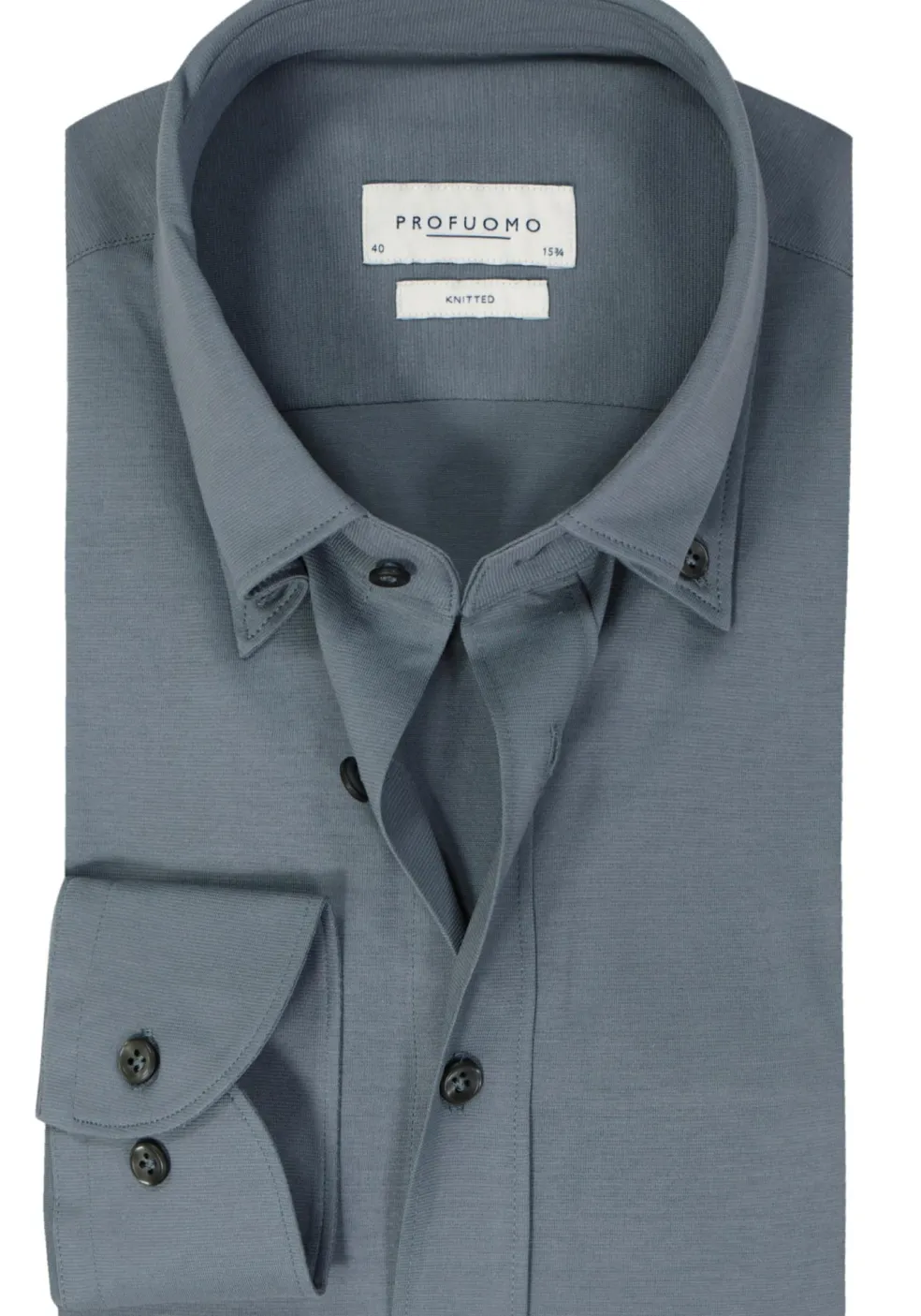 Profuomo slim fit heren overhemd, jersey, indigo blauw