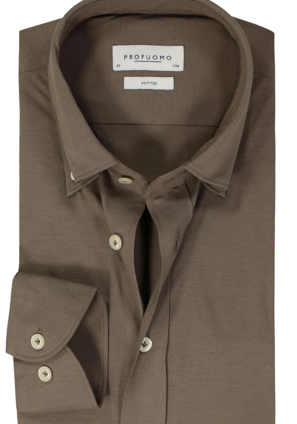 Profuomo slim fit heren overhemd, jersey, bruin