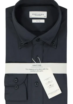 Profuomo slim fit heren overhemd, jersey, donkerblauw