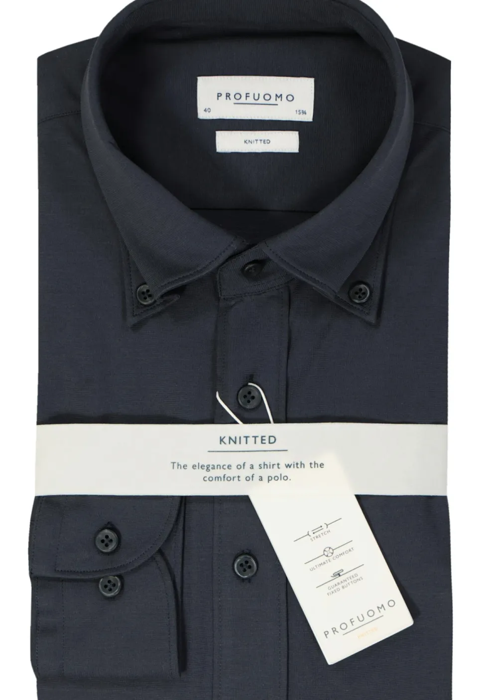 Profuomo slim fit heren overhemd, jersey, donkerblauw