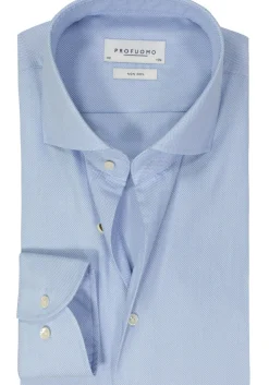 Profuomo slim fit heren overhemd, dobby, blauw