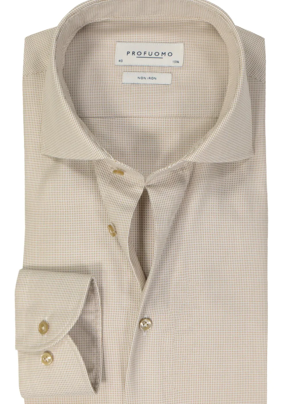Profuomo slim fit heren overhemd, dobby, camel
