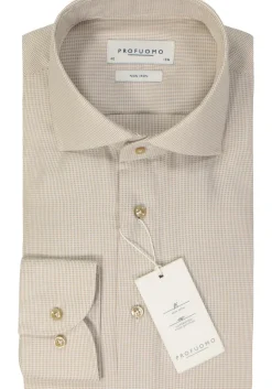 Profuomo slim fit heren overhemd, dobby, camel