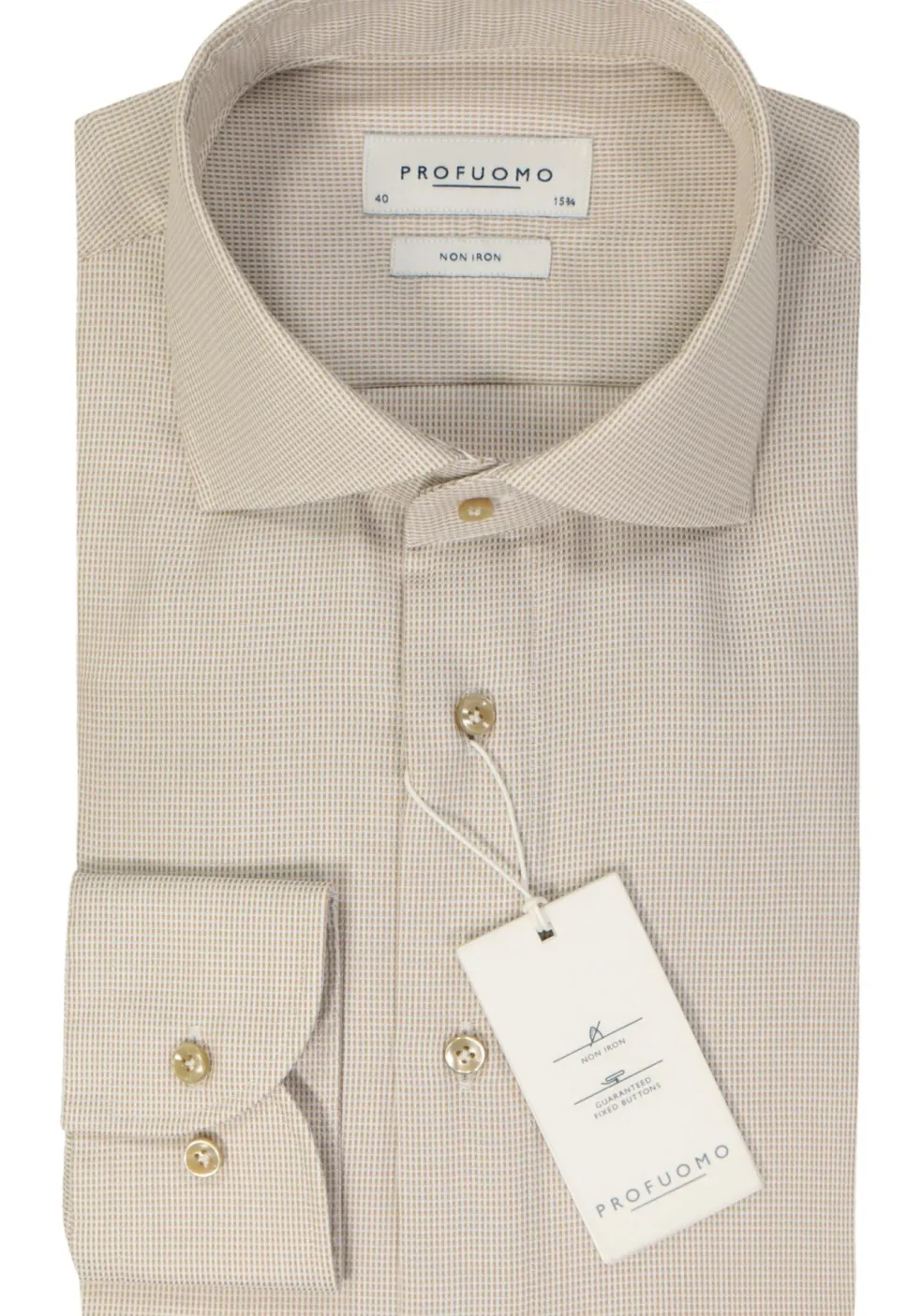 Profuomo slim fit heren overhemd, dobby, camel