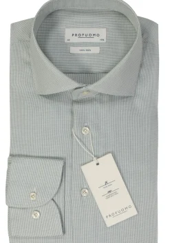 Profuomo slim fit heren overhemd, dobby, groen