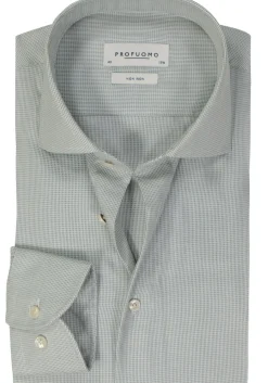 Profuomo slim fit heren overhemd, dobby, groen