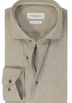 Profuomo slim fit heren overhemd, Oxford, beige