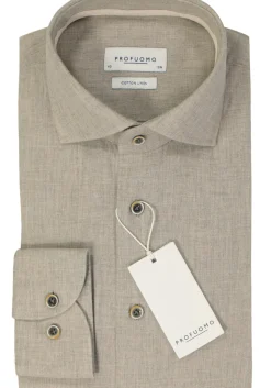 Profuomo slim fit heren overhemd, Oxford, beige