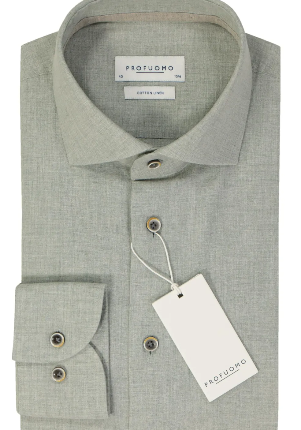 Profuomo slim fit heren overhemd, Oxford, groen