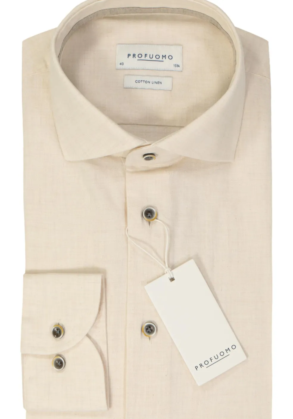 Profuomo slim fit heren overhemd, Oxford, off white