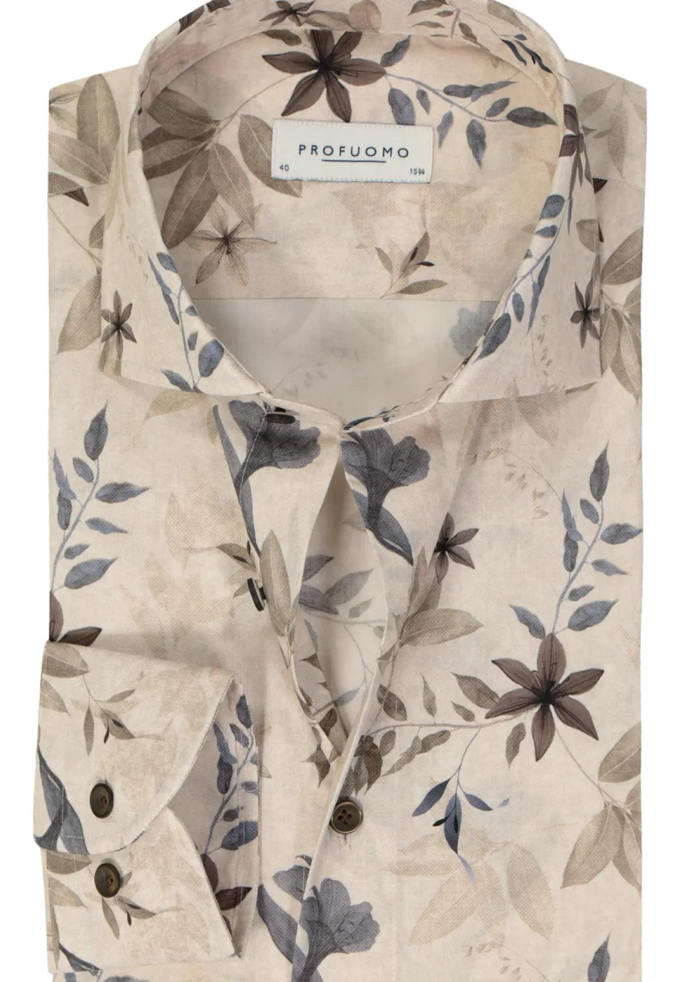 Profuomo slim fit heren overhemd, popeline, beige