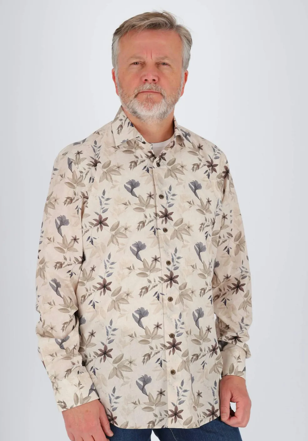 Profuomo slim fit heren overhemd, popeline, beige