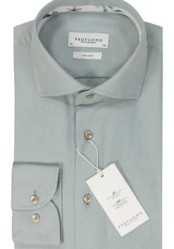 Profuomo slim fit heren overhemd, twill, groen