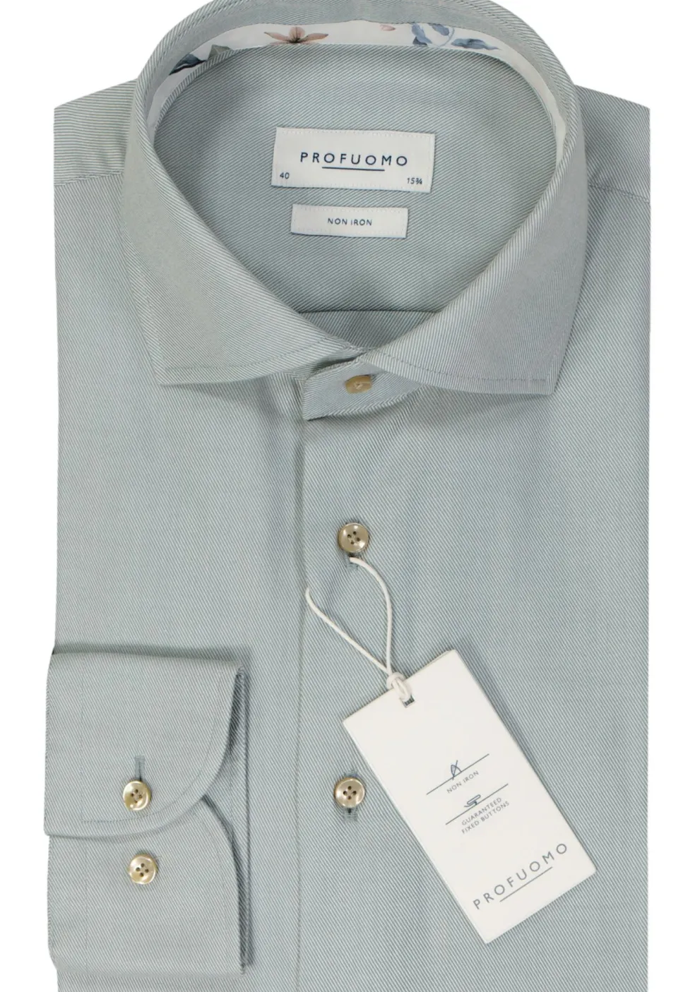 Profuomo slim fit heren overhemd, twill, groen