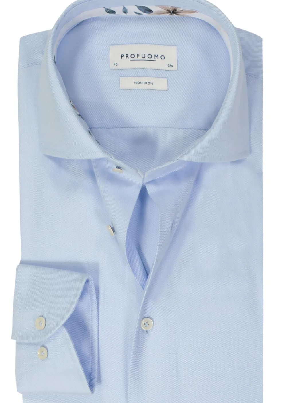 Profuomo slim fit heren overhemd, twill, lictblauw