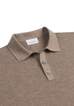 Profuomo slim fit heren polo, bruin