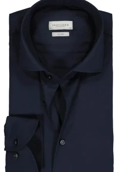 Profuomo slim fit overhemd, fine twill, marine blauw
