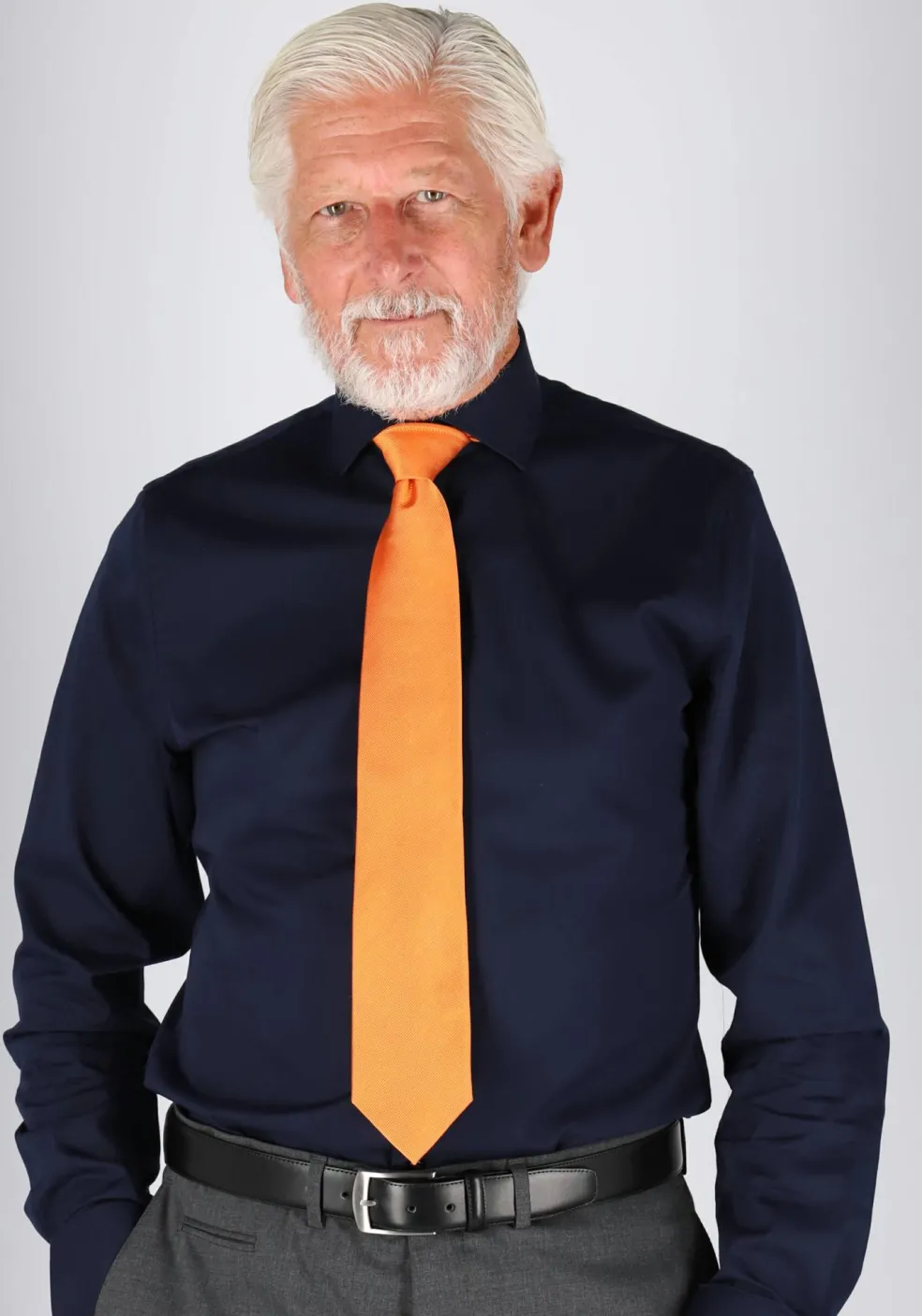 Profuomo slim fit overhemd, fine twill, marine blauw