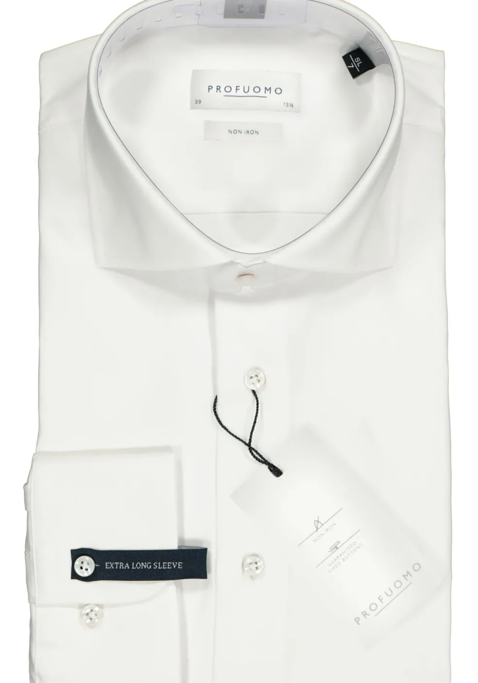 Profuomo slim fit overhemd, mouwlengte 72 cm, twill, wit