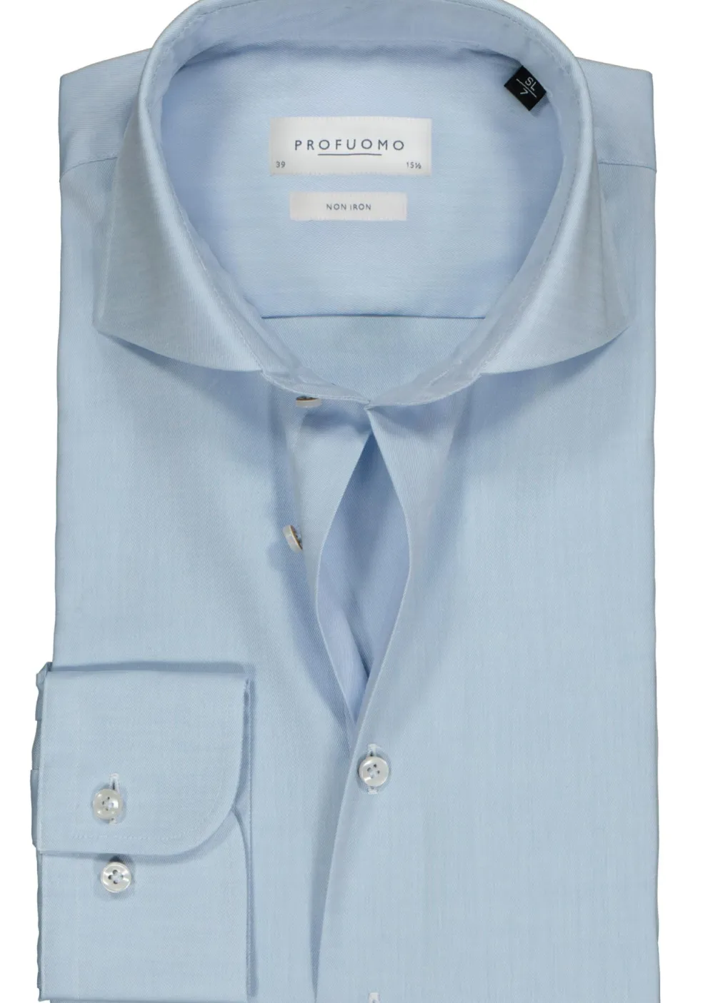 Profuomo slim fit overhemd, mouwlengte 72 cm, twill, lichtblauw