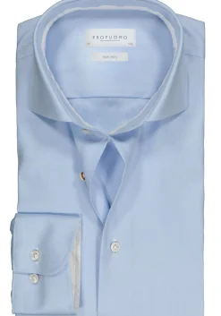 Profuomo slim fit overhemd, 2-ply twill, lichtblauw (contrast)