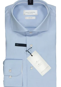 Profuomo slim fit overhemd, 2-ply twill, lichtblauw (contrast)