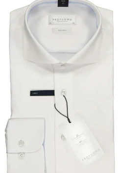 Profuomo slim fit overhemd, 2-ply twill, wit (contrast)