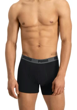 Puma Basic Boxer heren (2-pack), zwart en donkergrijs
