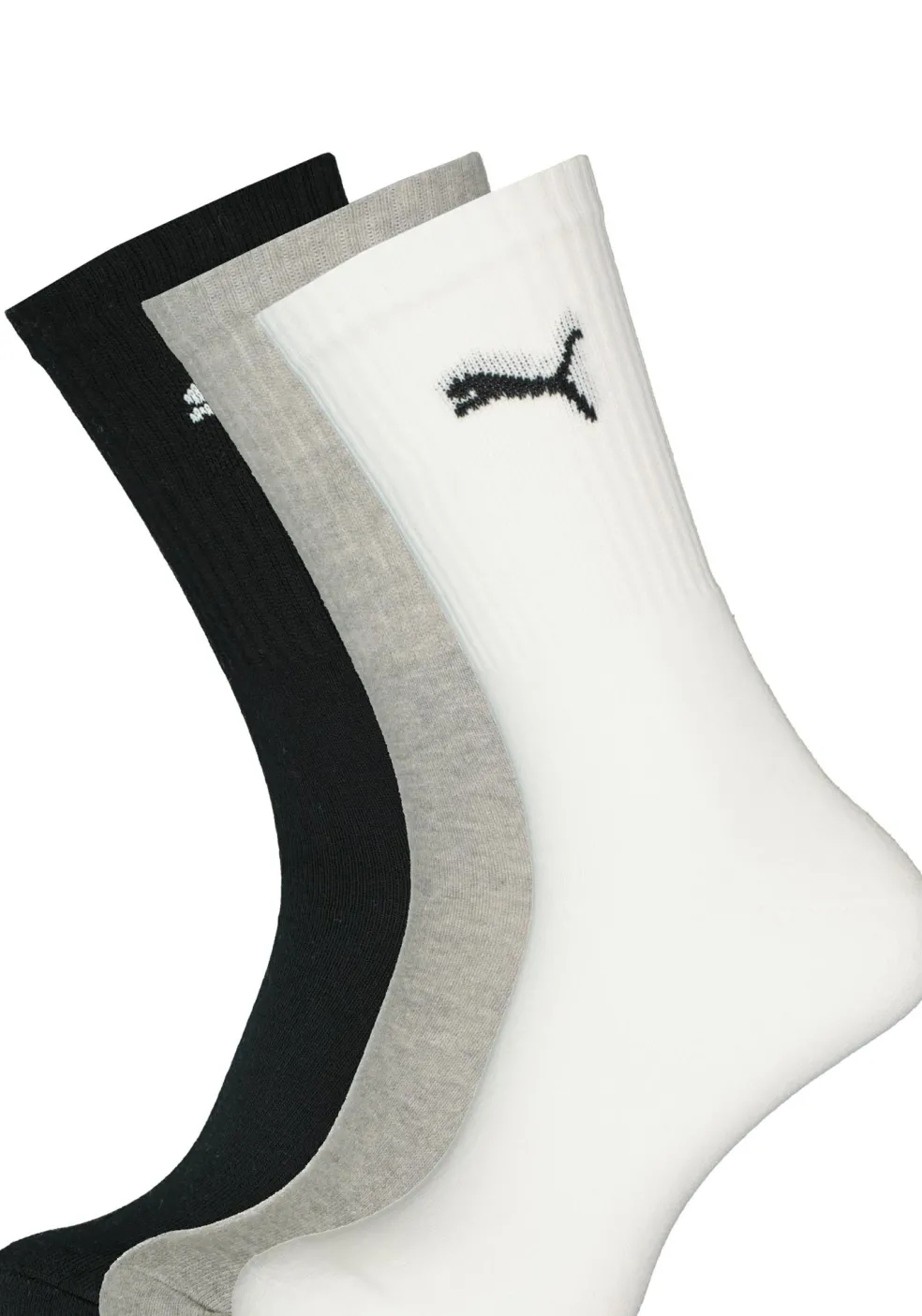 Puma sport cush crew 6-Pack, wit, grijs en zwart