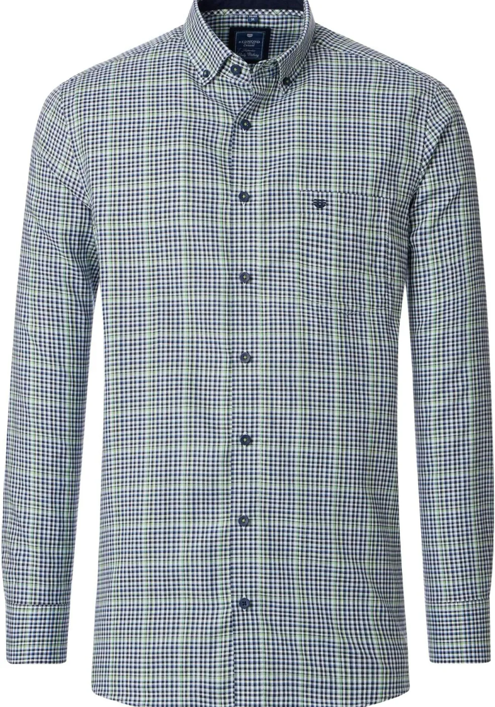 Redmond comfort fit overhemd, Oxford, blauw wit en groen geruit