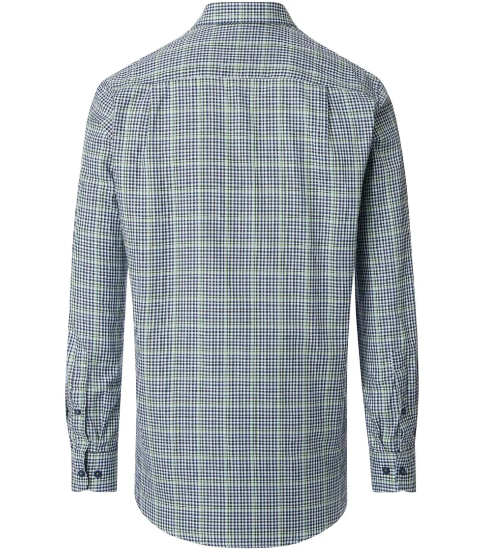 Redmond comfort fit overhemd, Oxford, blauw wit en groen geruit